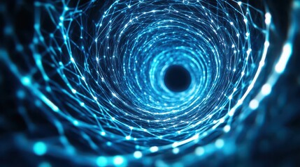 Leinwandbilder - Futuristic blue tunnel with bright light trails creating an illusion of speed and technological advancement