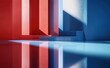 © jiao - Stunning Geometric Shapes in Red and Blue Creating a Reflective Modern Art Atmosphere