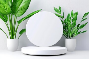 Aufkleber - Peaceful scene of a plant reflecting in a mirror creating a harmonious atmosphere of nature and home decor