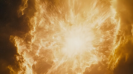 Wall Mural - a vibrant explosion of golden light and energy radiates outwards, creating a dramatic and celestial 