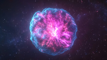 Wall Mural - a vibrant, cosmic orb glows with pink and blue energy, set against a backdrop of twinkling stars. th