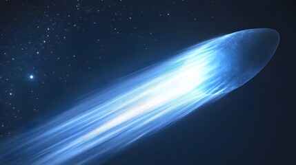 Wall Mural - a celestial body, possibly a comet or asteroid, streaks across the dark expanse of space, leaving a 