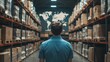 © Wachirasak Jamwimol - Man in Blue Shirt Analyzing World Map in Warehouse Environment