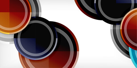 Leinwandbilder - Abstract background - multicolored circles, trendy minimal geometric design, vector illustration