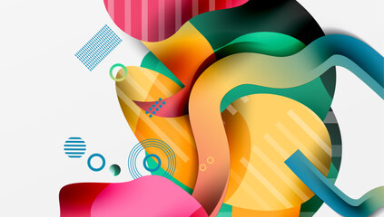 Poster - Vibrant abstract background overlapping shapes