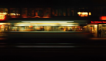 Poster - Dynamic Urban Scene Depicting Motion Blur with Colorful Lights at Night : Generative AI