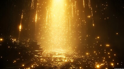 Aufkleber - Magical glowing light beams in a mystical forest creating an enchanting atmosphere : Generative AI
