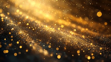 Poster - Beautiful Golden Bokeh Effect Creating an Enchanting and Dreamy Background That Captivates the Eye and Evokes Magic : Generative AI