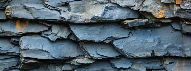 Aufkleber - Textured natural slate stone wall showcasing earthy tones and layered formations for architectural beauty : Generative AI