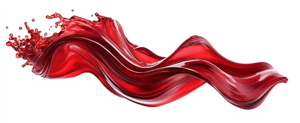 Poster - Dynamic Flow of Red Liquid with Splashing Drops Captured in Stunning Detail : Generative AI