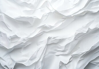 Leinwandbilder - Crumpled white paper background with intricate folds and smooth texture for creative design projects : Generative AI
