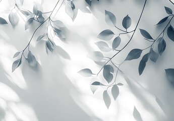 Leinwandbilder - Elegant Shadow Play of Leaves on a Bright Background Showcasing Nature's Subtle Beauty : Generative AI