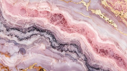 Aufkleber - Elegant pink marble texture with flowing patterns and golden veins showcasing natural beauty : Generative AI