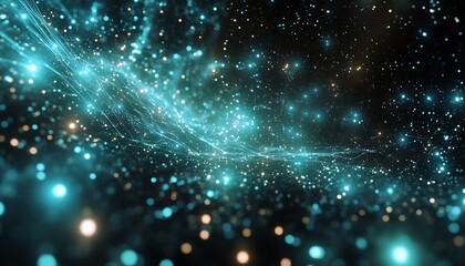 Leinwandbilder - Mesmerizing view of a blue and teal nebula filled with shimmering stars creating a galactic atmosphere : Generative AI