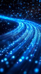 Poster - Vibrant Blue Light Beams Flowing Smoothly with Sparkling Bokeh Effects : Generative AI