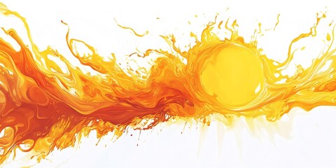 Aufkleber - Vibrant abstract art featuring dynamic swirling colors of orange and yellow resembling flames : Generative AI