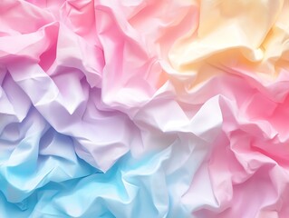 Leinwandbilder - Delicate pastel colored fabric texture with graceful folds in pink and blue tones reminiscent of art : Generative AI