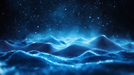 Poster - Mesmerizing abstract water waves with a rich blue hue and sparkling details reminiscent of ocean tides : Generative AI