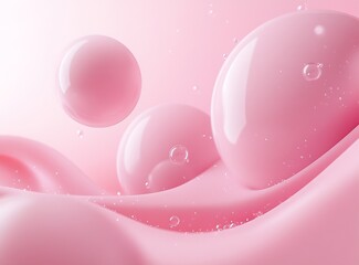 Leinwandbilder - Delicate pink bubbles floating on a smooth pastel background creating a serene and calming atmosphere : Generative AI