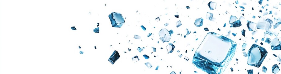 Fototapete - Dynamic and Fresh Water Splash with Ice Cubes Capturing Motion and Energy for Creative Projects : Generative AI