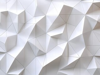 Leinwandbilder - Intricate white geometric wall design showcasing 3D textured surfaces and angular patterns for modern decor : Generative AI