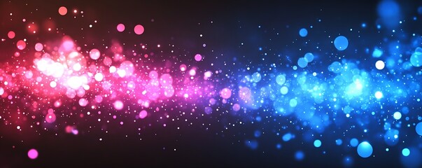 Poster - Radiant and vibrant bokeh effect glowing in shades of pink and blue over a dark background : Generative AI