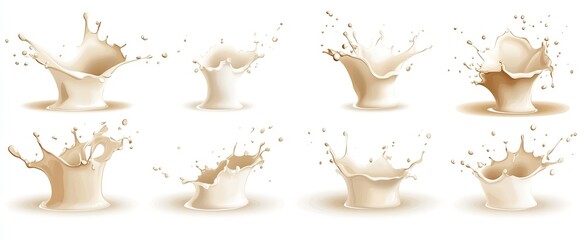 Leinwandbilder - Dynamic and Captivating Milk Splash Photography Showcase with Multiple Forms and Reactions : Generative AI