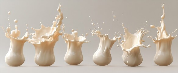 Leinwandbilder - Elegant Display of Milk Splashes Captured in Graceful Movement and Soft Tones : Generative AI