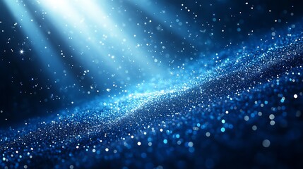 Aufkleber - Close up view of sparkling blue glitter on a surface with rays of light illuminating the scene : Generative AI