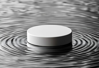 Aufkleber - White Circular Object on Calm Water Creating Beautiful Ripple Effects : Generative AI