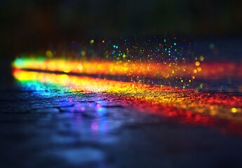 Aufkleber - Colorful sparkling rainbow light reflection creating a vibrant artistic scene : Generative AI