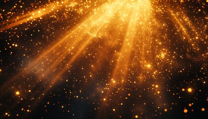 Fototapete - Golden sparkling particles and light rays creating a dazzling background for elegant designs : Generative AI