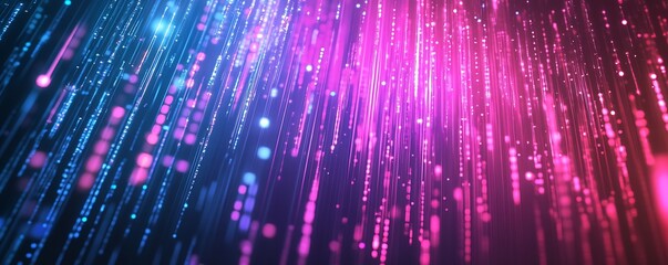 Fototapete - Mesmerizing vertical lines of glowing vibrant colors combining pink and blue tones on a dark backdrop : Generative AI