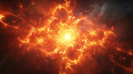 Aufkleber - Stunning cosmic explosion of stars and galaxies in a vibrant fiery color palette : Generative AI