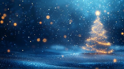 Aufkleber - Magical Christmas tree sparkling amidst soft blue lights perfect for holiday celebrations and decorations : Generative AI