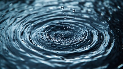 Fototapete - Closeup of rippling water surface with droplets creating dynamic waves for tranquil backgrounds : Generative AI