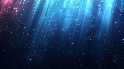 Poster - Stunning background with vertical beams of light and colorful sparkling particles falling through the deep sky : Generative AI