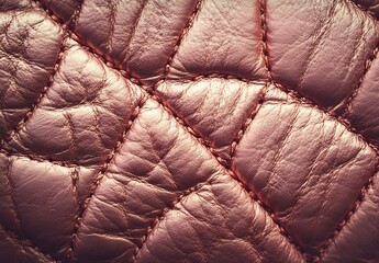 Aufkleber - Close up of luxurious pink leather texture showcasing intricate stitching and fine details : Generative AI