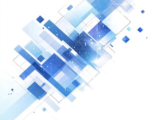 Poster - Futuristic abstract design featuring geometric shapes and a captivating array of blue tones with light effects : Generative AI