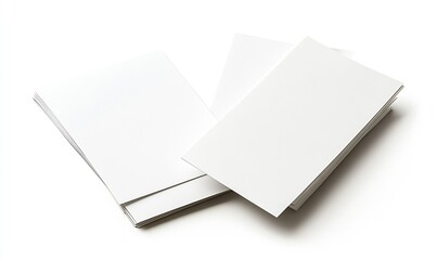 Fototapete - Stack of blank white paper sheets arranged neatly on a clean surface for various creative projects : Generative AI