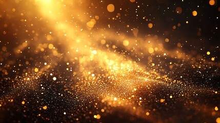 Aufkleber - Stunning closeup of shimmering golden particles and sparkles creating a magical atmosphere of beauty : Generative AI