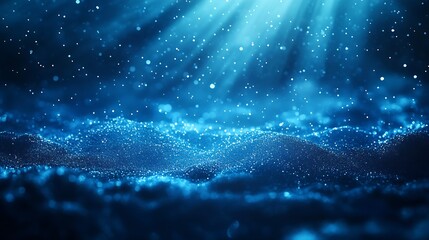 Fototapete - Stunning underwater scene with sparkling light rays illuminating floating particles and waves : Generative AI