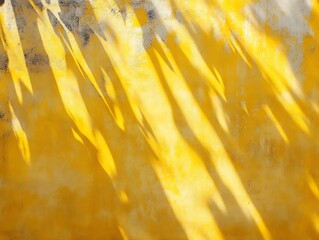 Aufkleber - Vibrant yellow wall texture with natural shadows creating an artistic effect : Generative AI