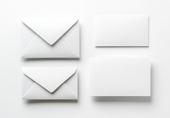 Fototapete - Simple elegant white envelopes and blank business cards arranged neatly on a clean surface : Generative AI
