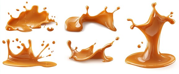 Fototapete - Dynamic and Aesthetic Liquid Splash Illustrations in Rich Caramel Color for Creative Projects : Generative AI