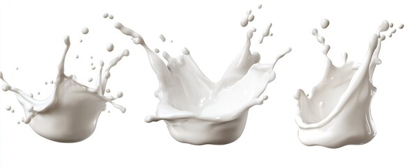 Leinwandbilder - Artistic Closeup of Milk Splashes Showcasing Fluid Dynamics and Pure White Tones : Generative AI