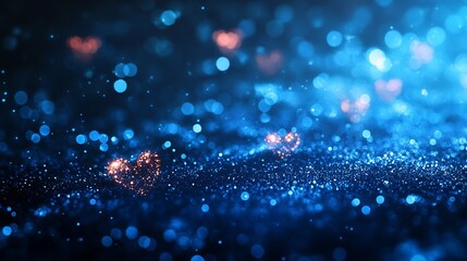 Aufkleber - Captivating array of blue shimmering hearts creating a magical bokeh background perfect for themes of love and celebration : Generative AI