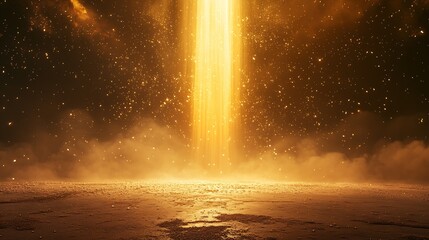 Aufkleber - Radiant golden light beams illuminating a magical atmosphere filled with shimmering dust : Generative AI