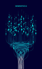 Wall Mural - illustration of abstract stream. artificial intelligence. big data, technology, ai, data transfer, d