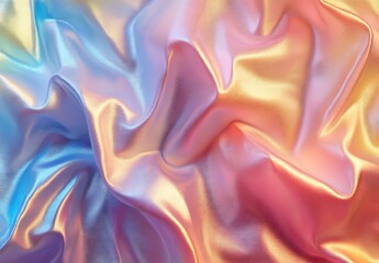 Fototapete - Beautiful Sleek Satin Fabric Flowing in Soft Pastel Colors with Shimmering Texture : Generative AI